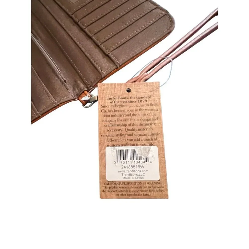 Justin Ladie’s Floral Embossed Faux Leather Clutch/Wristlet/Wallet